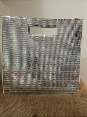 AKIRA Silver Mirrored Mosaic Tote with Cutout Handle